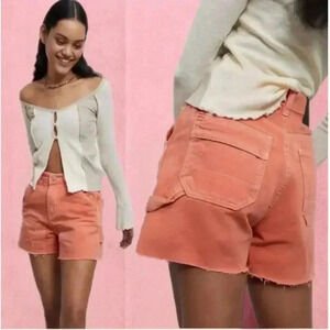 Womens BDG Orange Cargo Shorts